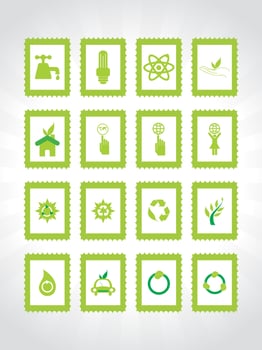 white background with set of glossy nature icons, vector illustration