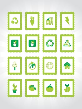 white background with set of glossy nature icons, vector illustration
