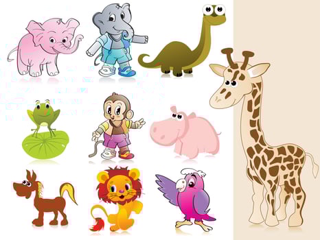 background with collection of animal vector
