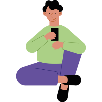 young man using smartphone character png