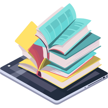 stacks of wisdom book on device icon isolated png