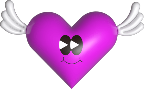 3d heart with wing png