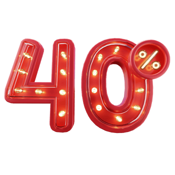 3d Render of 40 Discount Sale Neon Typography png