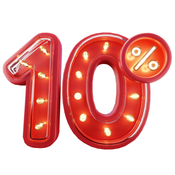 3d Render of 10 Discount Sale Neon Typography png
