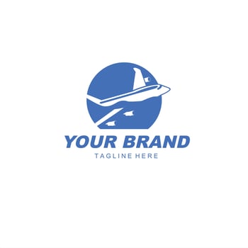 blue airplane and earth logo illustration for a freight or travel company vector