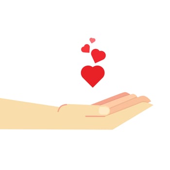 illustration of hand giving love hearts vector