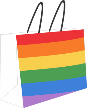 Rainbow shopping bag PNG