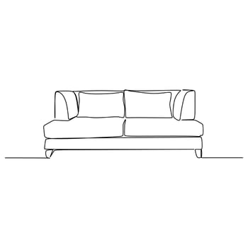 one line drawing continuous design of sofa on white background. vector
