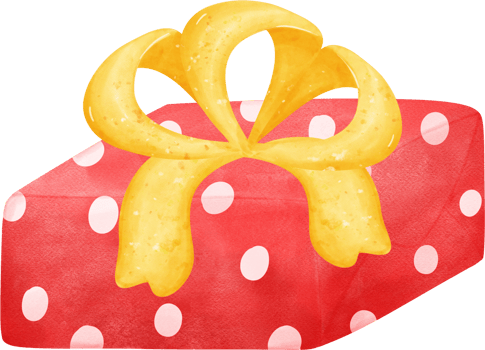Cute vibrant Christmas present papercraft box watercolor cartoon hand drawing png