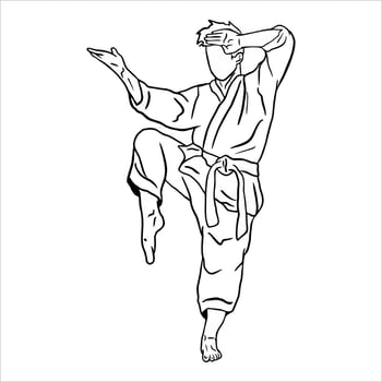 Karate kick and poses of karate techniques. Martial arts. This vector illustrates several poses of karate techniques in Silhouette vector illustration.