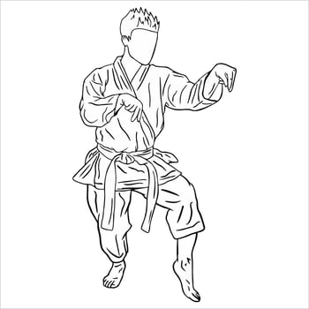 Karate kick and poses of karate techniques. Martial arts. This vector illustrates several poses of karate techniques in Silhouette vector illustration.