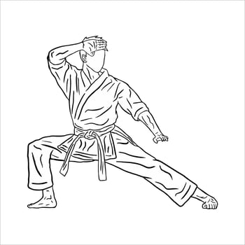 Karate kick and poses of karate techniques. Martial arts. This vector illustrates several poses of karate techniques in Silhouette vector illustration.