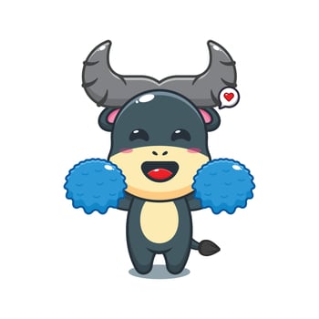 cheerleader buffalo cartoon vector illustration.