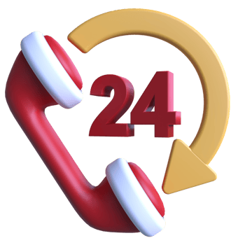 24 Hours Service 3D Icon ui png transparent background