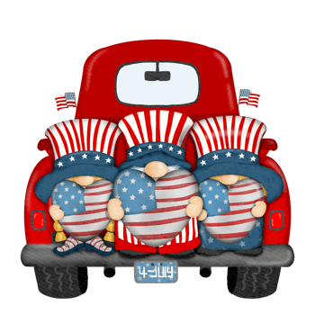Group of three cute Gnomes with Truck independence day Digital painting watercolor png