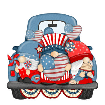 Group of three cute Gnomes with Truck independence day Digital painting watercolor png