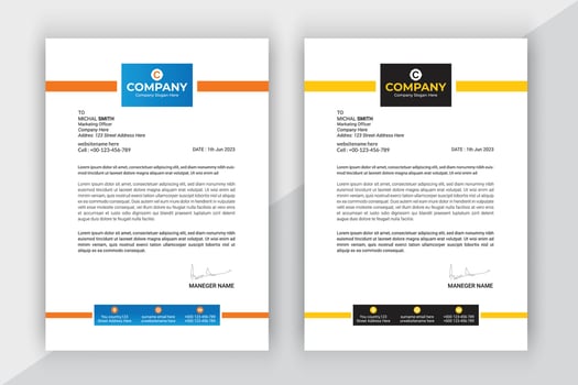 Minimal business letterhead template in a4. vector