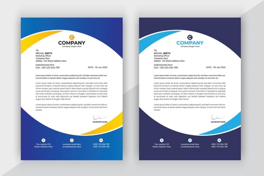 Modern company business letterhead template in a4. vector