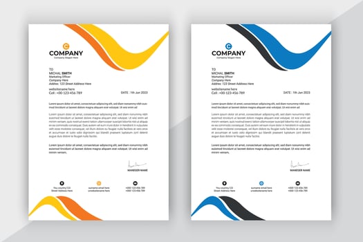 Modern company business letterhead template in a4. vector