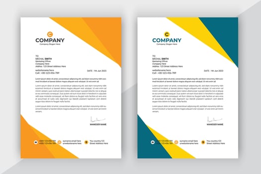 Simple business letterhead design set of two. vector