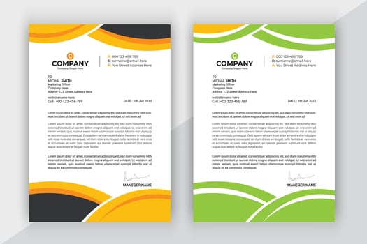 Modern company business letterhead template in a4. vector