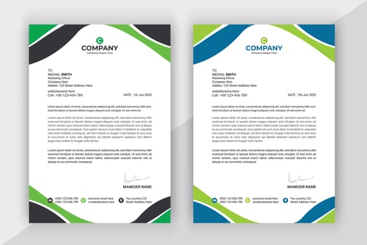 Modern company business letterhead template in a4. vector