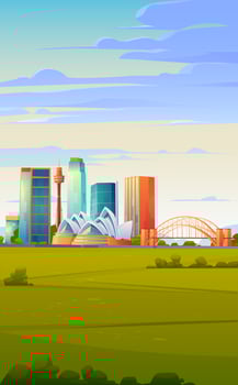 Sydney, Australia skyline with Opera house banner vector