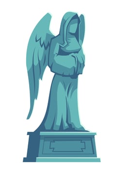 Angel stone figure, cemetery tombstone memorial vector
