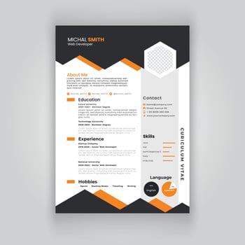 Clean and modern resume or cv template in a4. vector