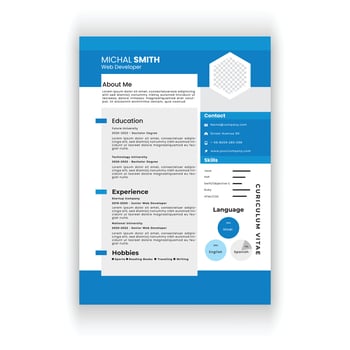 Modern and clean resume or cv template. vector