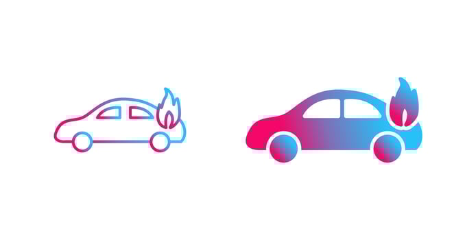 Unique Car on Fire Vector Icon