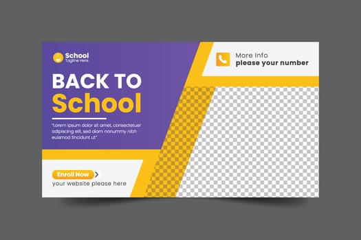 Vector school admission web banner template for school promotion post bannerVector school admission web banner template for school promotion post banner