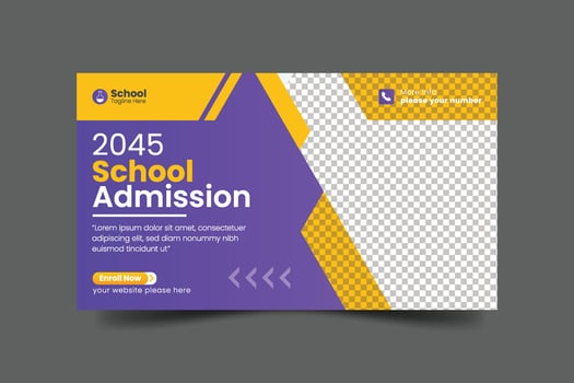 Vector school admission web banner template for school promotion post bannerVector school admission web banner template for school promotion post banner
