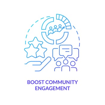Boost community engagement blue gradient concept icon. Attract clients. Social media advertising goal abstract idea thin line illustration. Isolated outline drawing vector