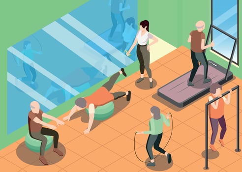 Old People Fitness Background vector