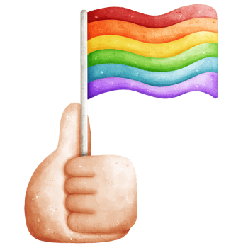 Rainbow flag in hand watercolor element png