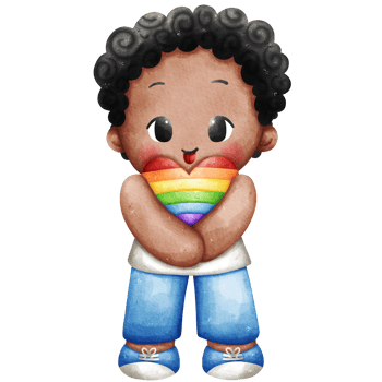 Boy holding pride heart watercolor element png
