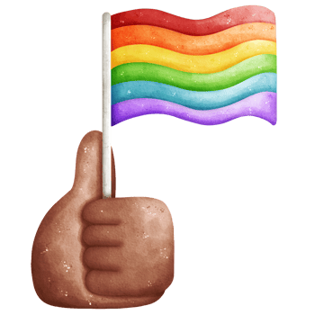 Rainbow flag in hand watercolor element png