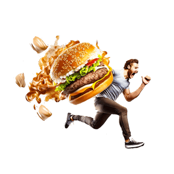 A man running with burger png
