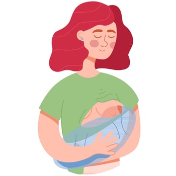 Mother feeding her newborn baby.Breastfeeding illustration. Mother feeding a baby with breast. World Breast feeding Week vector