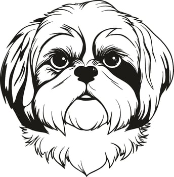 Little Shih Tzu dog silhouette, funny little puppy vector
