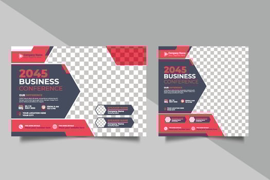 Vector business conference or webinar horizontal flyer and invitation banner