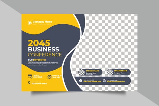 Vector business conference or webinar horizontal flyer and invitation banner