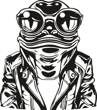Cool frog silhouette, Biker frog clipart vector