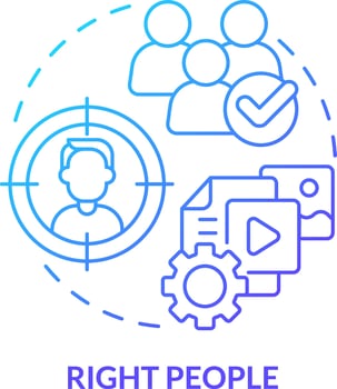 Right people blue gradient concept icon. Focus on audience. Marketing strategy. Content tip abstract idea thin line illustration. Isolated outline drawing vector