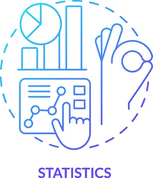 Statistics blue gradient concept icon. Interesting skill to learn abstract idea thin line illustration. Analyzing data. Math class. Probability. Isolated outline drawing vector