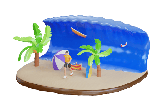 3D Illustration of Tsunami wave at tropical beach. Big wave of tsunami. tsunami natural disaster png