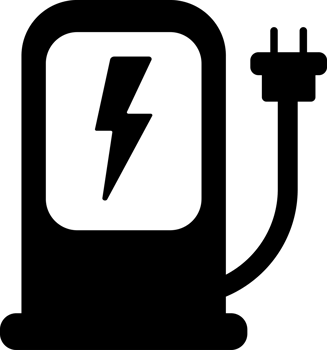 black and white charging station for electric car simple flat icon png