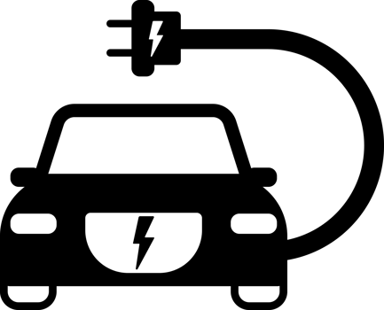 black and white charging station for electric car simple flat icon png