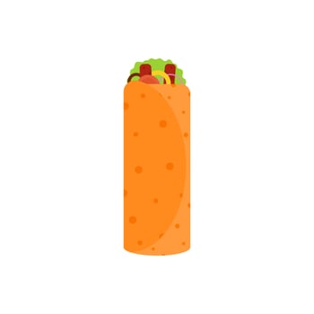 shawarma kebab flat design vector illustration. Arabic eastern toasty doner kebab meal. Shaurma or burrito business emblem flat vector illustration